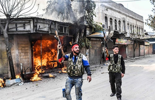 Las tropas turcas y sus aliados ocupan la ciudad siria de Afrin